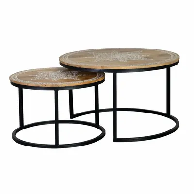 Coffee tables - Coffee table in mango wood and natural and black metal legs - GINER Y COLOMER