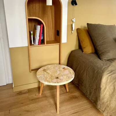 Tables basses - Table basse plateau en pierre naturelle - A 3 pattes - Diamètre 50cm - C'EST BIEN FAIT