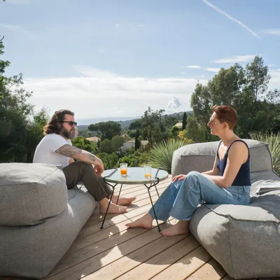 Coffee tables - Coffee table with natural stone top - Accorde moi - Diameter 60cm - C'EST BIEN FAIT