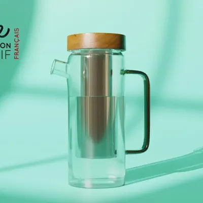 Accessoires thé et café - Carafe filtrante en verre rechargeable 1.5L zéro plastique - LE CHARBON ACTIF FRANCAIS
