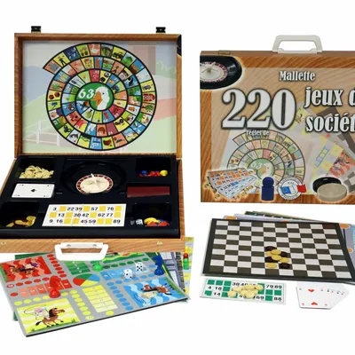 Jeux enfants - Mallette multi-jeux de société - 220 règles de jeu - FERRIOT CRIC