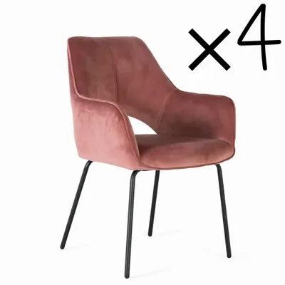 Chairs - Set of 4 brown velvet and metal chairs - GINER Y COLOMER