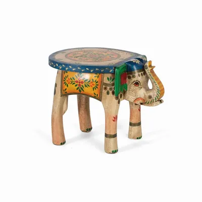 Stools - Hand-painted mango wood stool with multi-colored details - GINER Y COLOMER