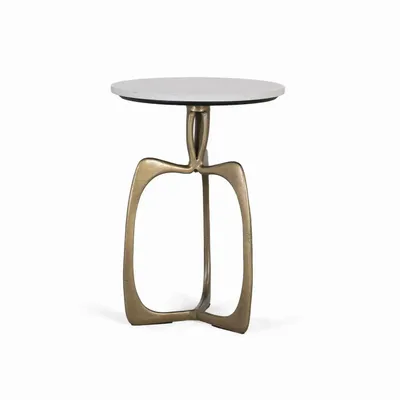 Tables basses - Table appoint moderne aluminium et marbre - GINER Y COLOMER