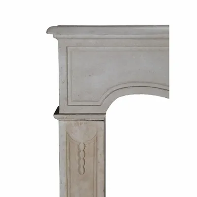 Fireplaces - Antique Louis XIV Style Off-White Limestone Fireplace Surround - MAISON LEON VAN DEN BOGAERT ANTIQUE FIREPLACES AND RECLAIMED DECORATIVE ELEMENTS