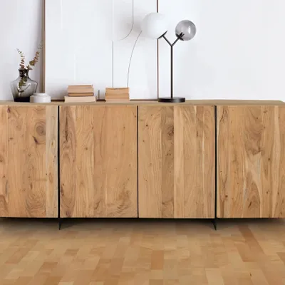 Buffets - Buffet rustique acacia et métal elegance naturelle - GINER Y COLOMER