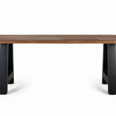 Tables Salle à Manger - Table à manger plateau bois d'acacia et base métal 200cm - GINER Y COLOMER