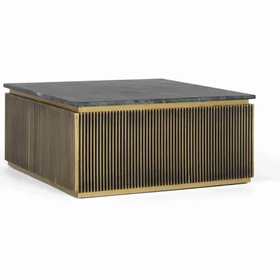 Tables basses - Table basse en bois recouverte de bronze et plateau en marbre - GINER Y COLOMER