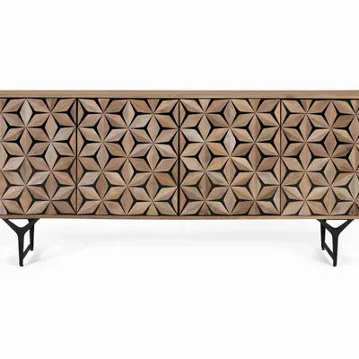 Buffets - Buffet à 4 portes fabriqué à la main en bois de manguier 177 cm - GINER Y COLOMER