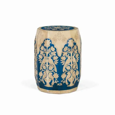 Stools - Ethnic style stool made of mango wood and hand painted - GINER Y COLOMER