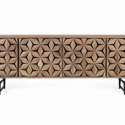 Meubles TV - Meuble TV en bois de manguier fait main avec 4 portes, 177 cm - GINER Y COLOMER