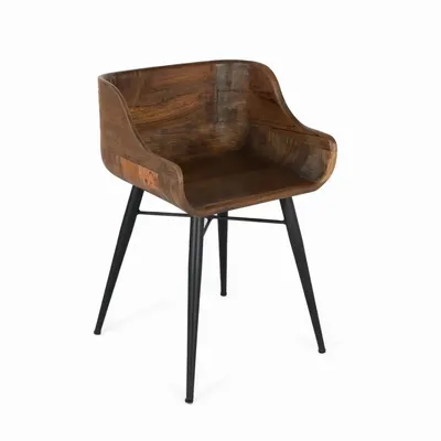 Chaises - Chaise en bois de teck et pieds en fer - GINER Y COLOMER