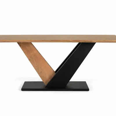 Dining Tables - Acacia wood and metal dining table - GINER Y COLOMER