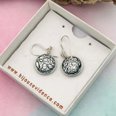 Bijoux - Boucles d'oreilles noir et argent- technique verre de Murano - BIJOUX EVIDENCE