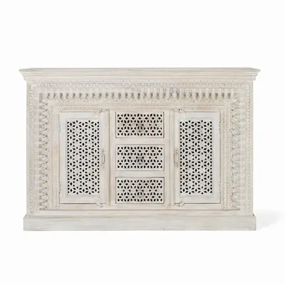 Sideboards - Sideboard in aged white mango wood - GINER Y COLOMER