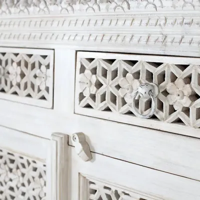 Sideboards - Sideboard in aged white mango wood - GINER Y COLOMER
