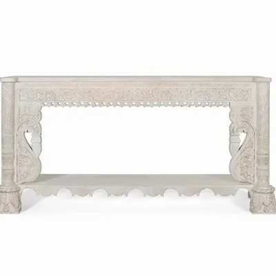 Console table - Console table in aged white mango wood - GINER Y COLOMER