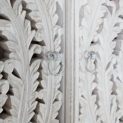 Wardrobe - White aged mango wood cabinet - GINER Y COLOMER