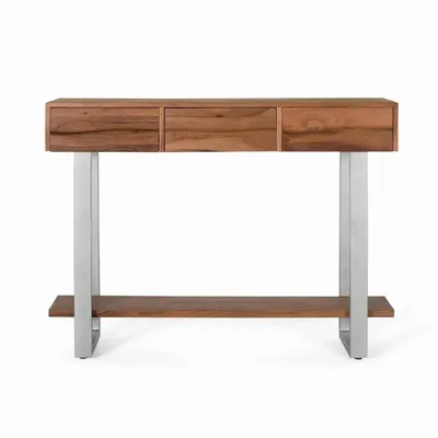 Console table - Console table in natural acacia wood and metal - GINER Y COLOMER