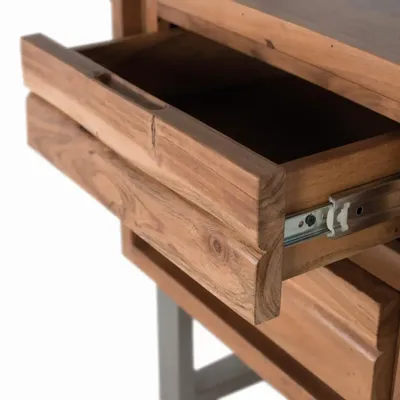 Night tables - Acacia wood and metal bedside table - GINER Y COLOMER