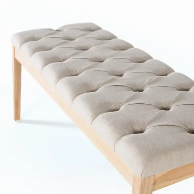 Wardrobe - Natural pine and beige fabric bench - GINER Y COLOMER