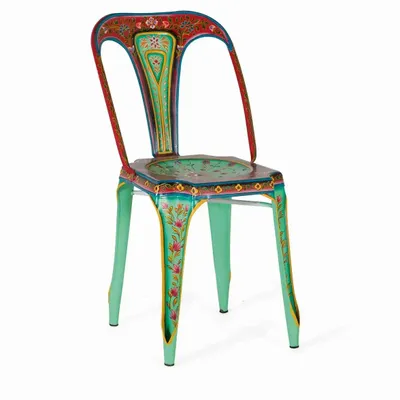 Chairs - Set of 2 multi-colored hand-painted metal chairs - GINER Y COLOMER