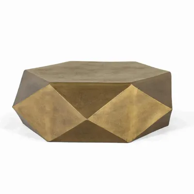 Coffee tables - Hexagonal coffee table in gold metal - GINER Y COLOMER