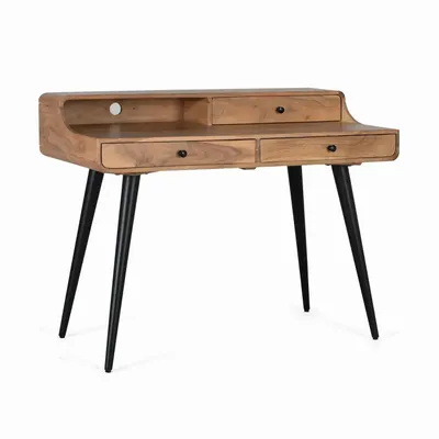 Desks - Acacia wood and metal desk - GINER Y COLOMER
