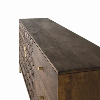 Buffets - Buffet manguier et métal sophistiqué en noyer et doré - GINER Y COLOMER