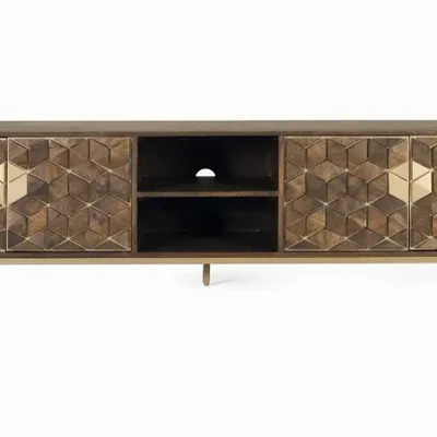 TV stands - 4-door TV cabinet in mango wood and metal base - GINER Y COLOMER