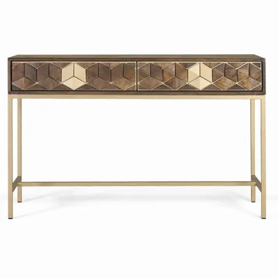 Console table - Mango, walnut and gold console table, unique elegance - GINER Y COLOMER