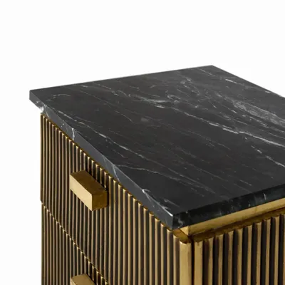 Night tables - Bedside table with 2 drawers handmade in wood and marble - GINER Y COLOMER