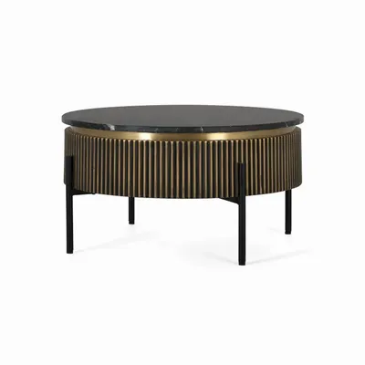 Tables basses - Table basse en bois recouverte de bronze et plateau en marbre - GINER Y COLOMER