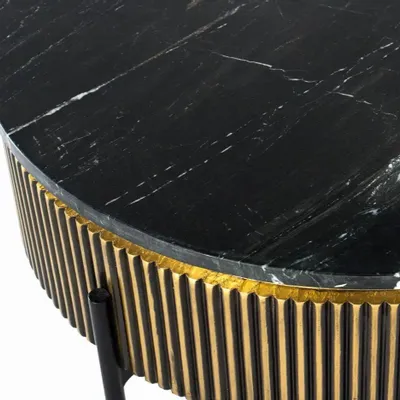 Coffee tables - Bronze-covered wooden coffee table with marble top - GINER Y COLOMER