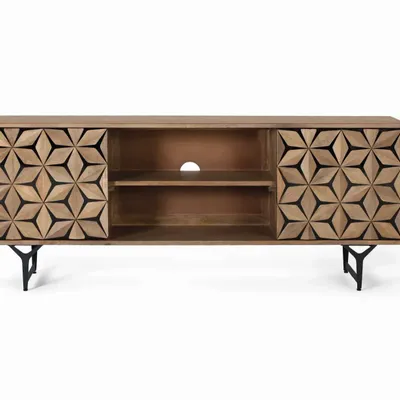 TV stands - TV cabinet with 2 doors and 2 shelves in mango wood - GINER Y COLOMER