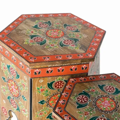 Stools - Set of 2 hand-carved and painted stools - GINER Y COLOMER