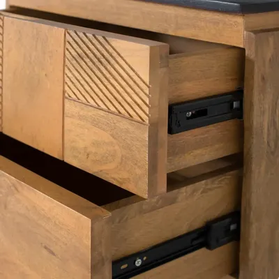 Night tables - Mango wood bedside table with natural finish - GINER Y COLOMER