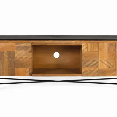 TV stands - Mango wood TV cabinet with natural finish, 150 cm - GINER Y COLOMER