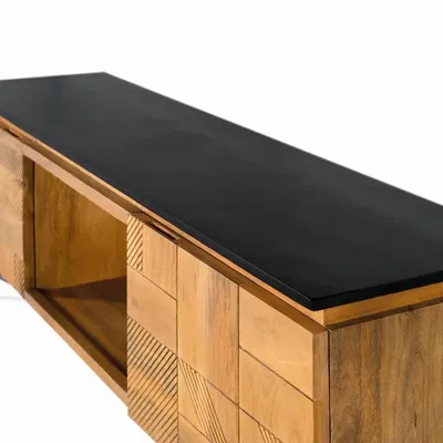 Meubles TV - Meuble TV en bois de manguier finition naturelle, 150 cm - GINER Y COLOMER