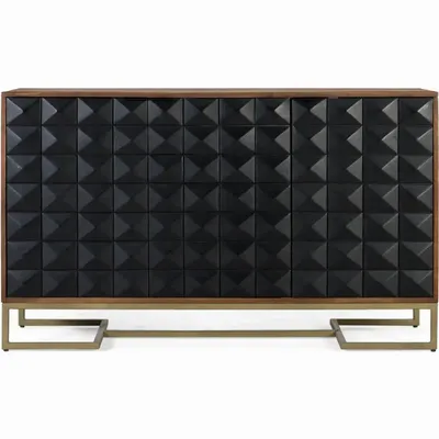 Sideboards - Hand-carved sideboard in mango wood with gilded legs 135 cm - GINER Y COLOMER