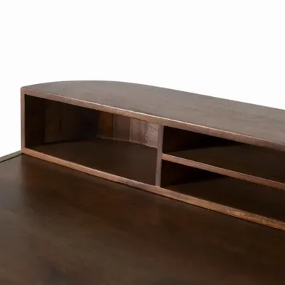 Desks - Handcrafted mango wood desk with golden frame - GINER Y COLOMER
