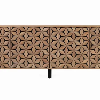 Sideboards - Handcrafted mango wood sideboard with 4 doors, 220 cm - GINER Y COLOMER