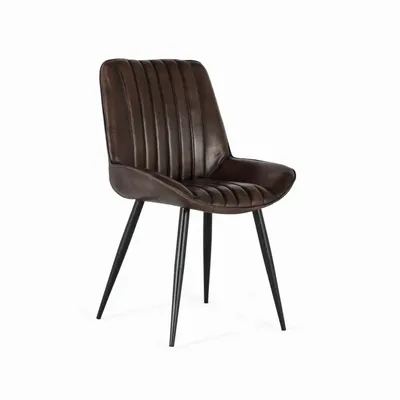 Chairs - Natural dark brown leather chair - GINER Y COLOMER