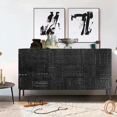 Buffets - Buffet en bois de manguier et pieds en métal - GINER Y COLOMER