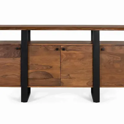 Sideboards - 4-door sideboard in rosewood with metal legs - GINER Y COLOMER