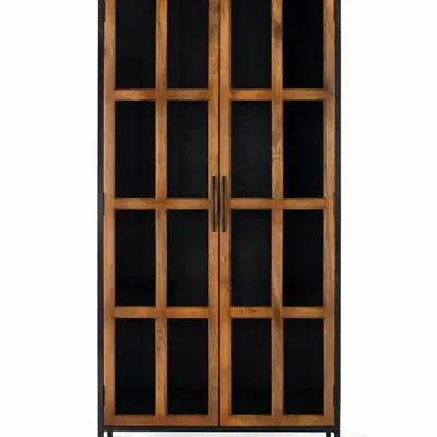 Wardrobe - 2-door display case in mango wood and metal structure - GINER Y COLOMER