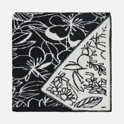 Plaids - Couverture réversible en laine 160x180 cm, 'Floral Figment' - SHAKU