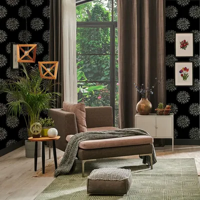 Wallpaper - Dahlia Black Wallpaper - SHAKU