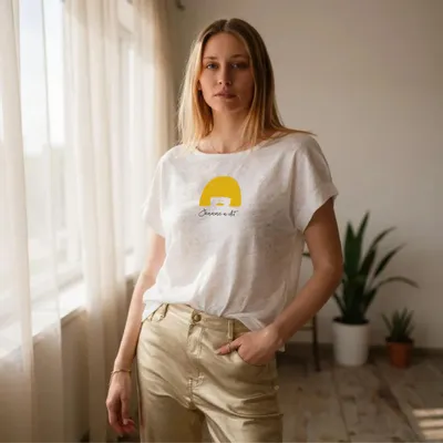 Prêt-à-porter - tee-shirt en lin recto verso - JEANNE A DIT
