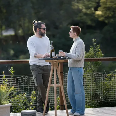 Autres tables - Table haute plateau granite dorée - Triplette - Diamètre 60cm - C'EST BIEN FAIT